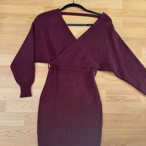 Knit dress by Vici Burgundy Long Sleeves
